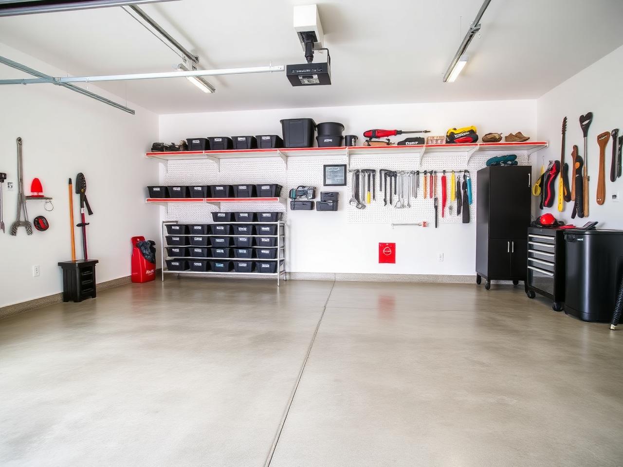 Organized garage with shelving and clean floor after Garage Reset Co.